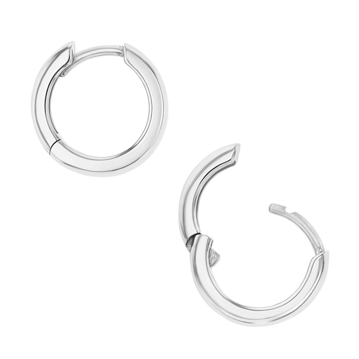 Charlie 3 mm Hinged Square Edge Huggie Hoop Earrings in 14K Gold