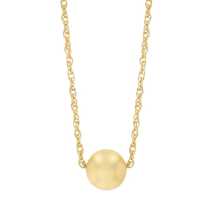 Yellow Gold Ball Pendant, 18"