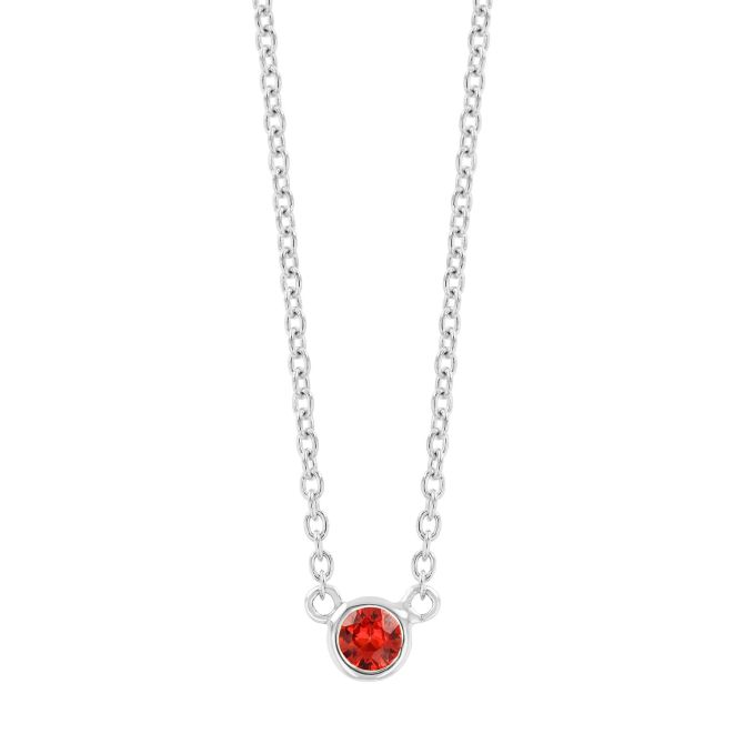 Bezel Set Round Orange Sapphire Solitaire Pendant in White Gold