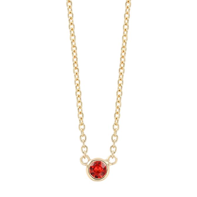 Bezel Set Round Orange Sapphire Solitaire Pendant in Yellow Gold