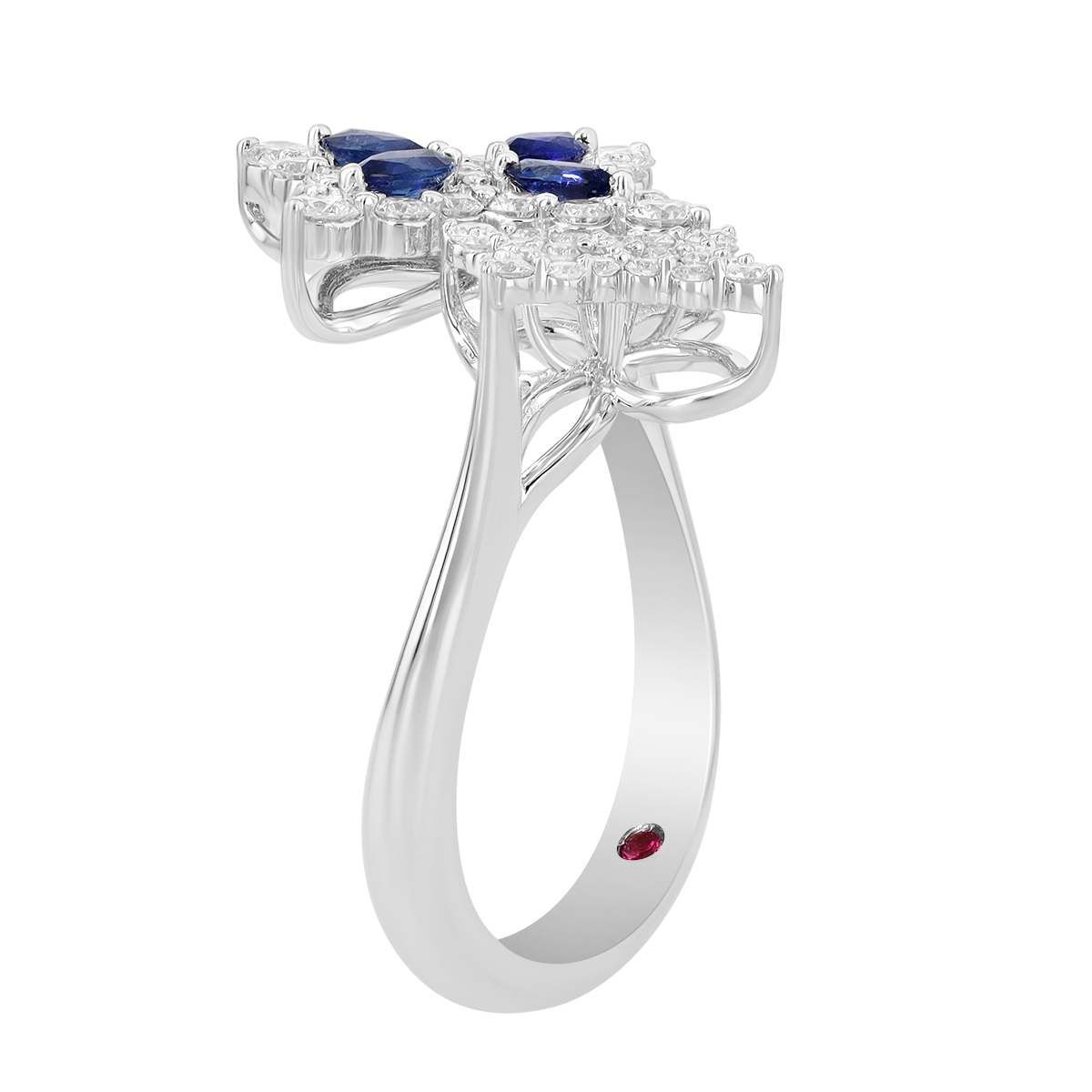 Roberto Coin Princess Sapphire & Diamond Flower Bypass Ring in White Gold