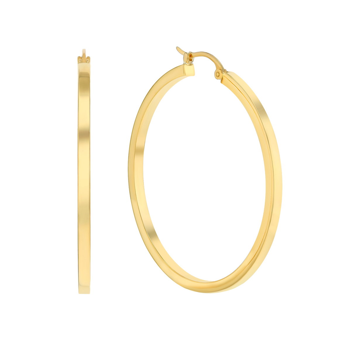 Ellis 14K Gold Square Edge Snap-down Hoop Earrings
