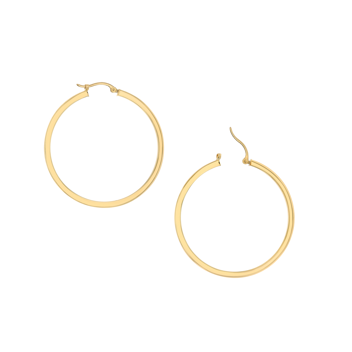Ellis 14K Gold Square Edge Snap-down Hoop Earrings