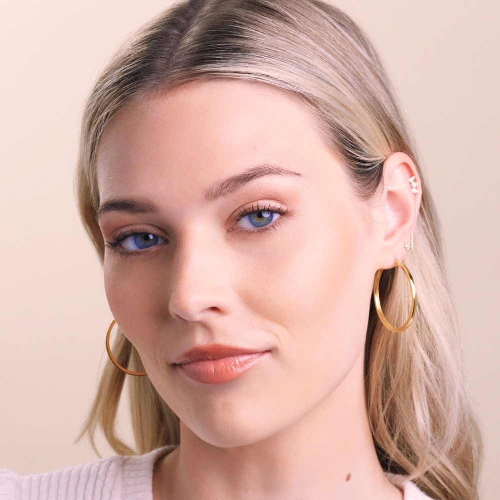 Ellis 14K Gold Square Edge Snap-down Hoop Earrings