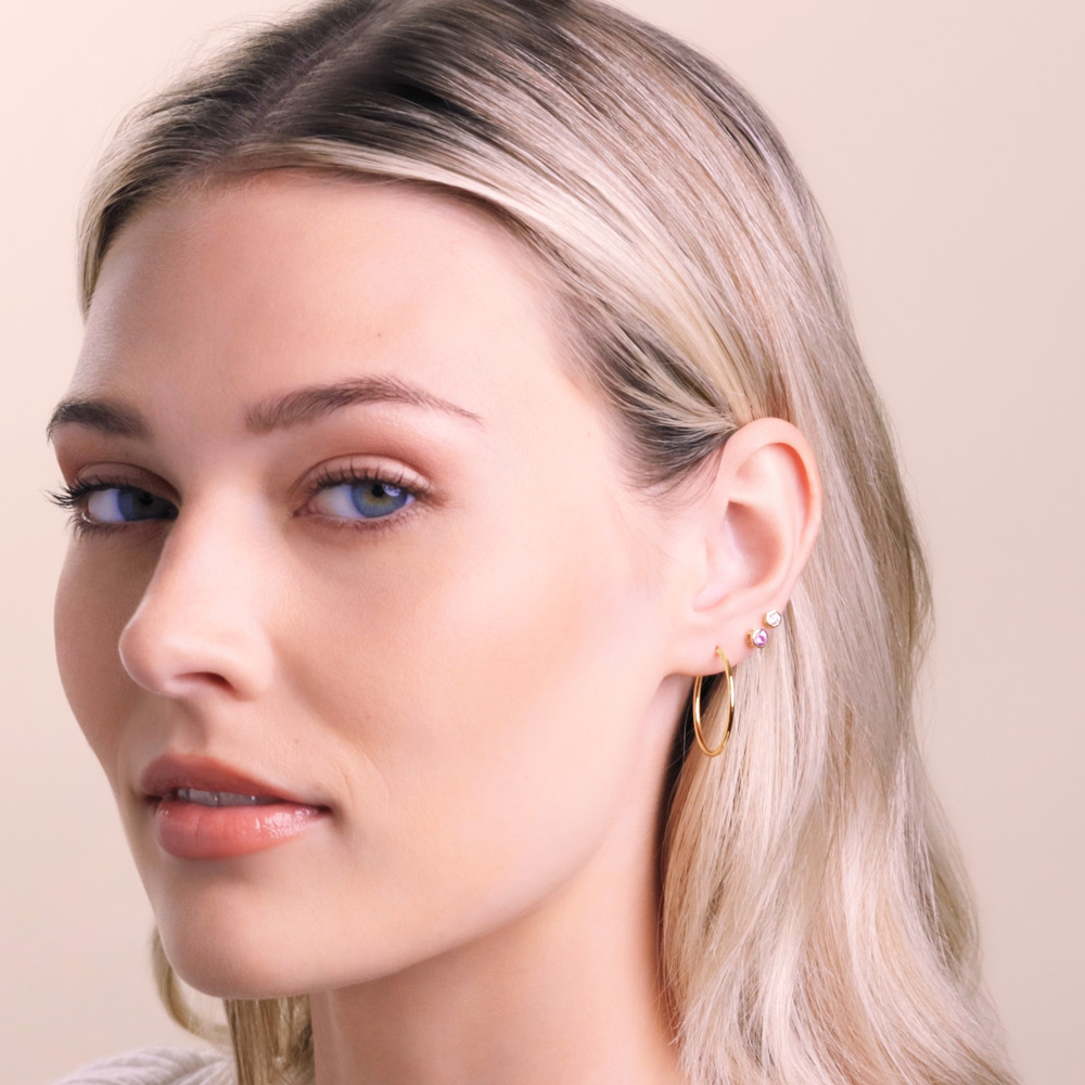 Parker Small Yellow Gold Endless Tube Hoop Earrings, 25 mm