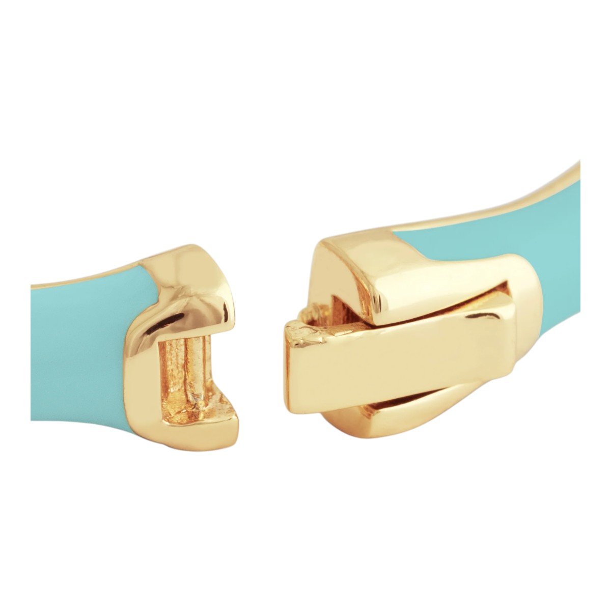 Anabel Aram Bamboo Enameled Hinged Bangle, Turquoise