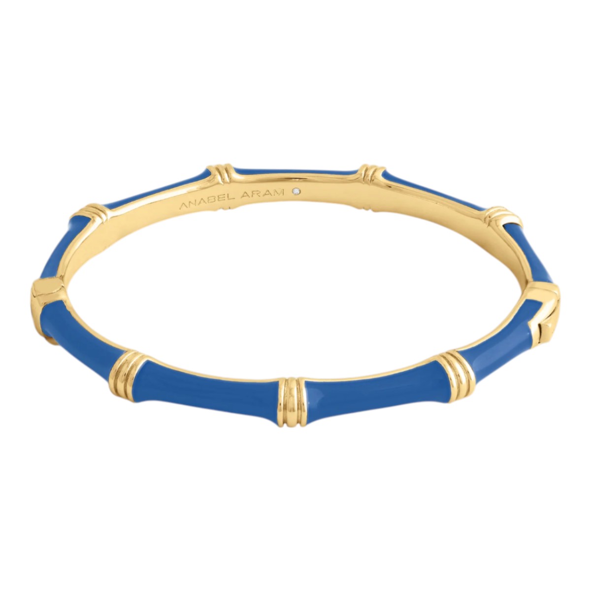 Anabel Aram Bamboo Enameled Hinged Bangle, Mediterranean Blue