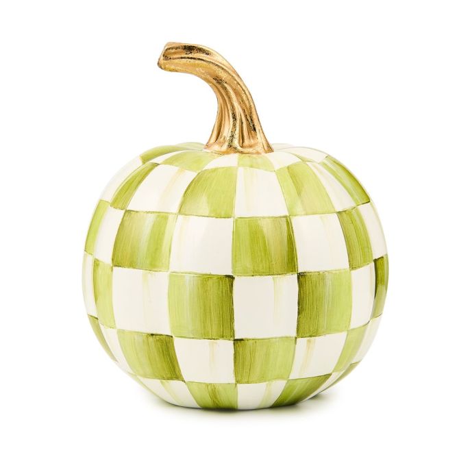 MacKenzie-Childs Mini Pumpkin, Moss Check