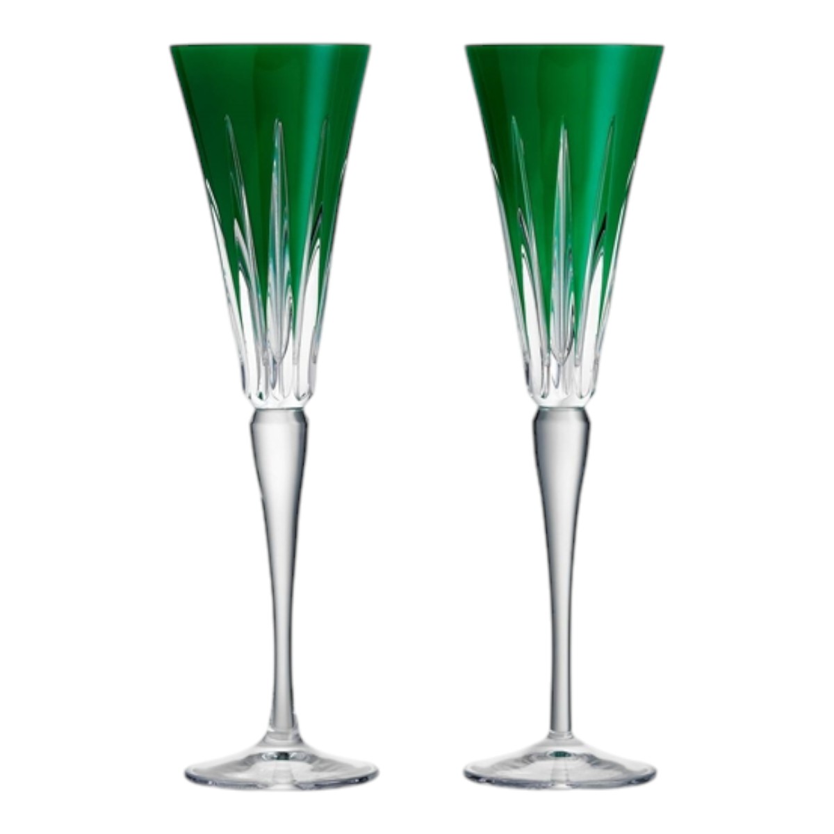 Waterford New Year Firework Green Flutes, Set of 2