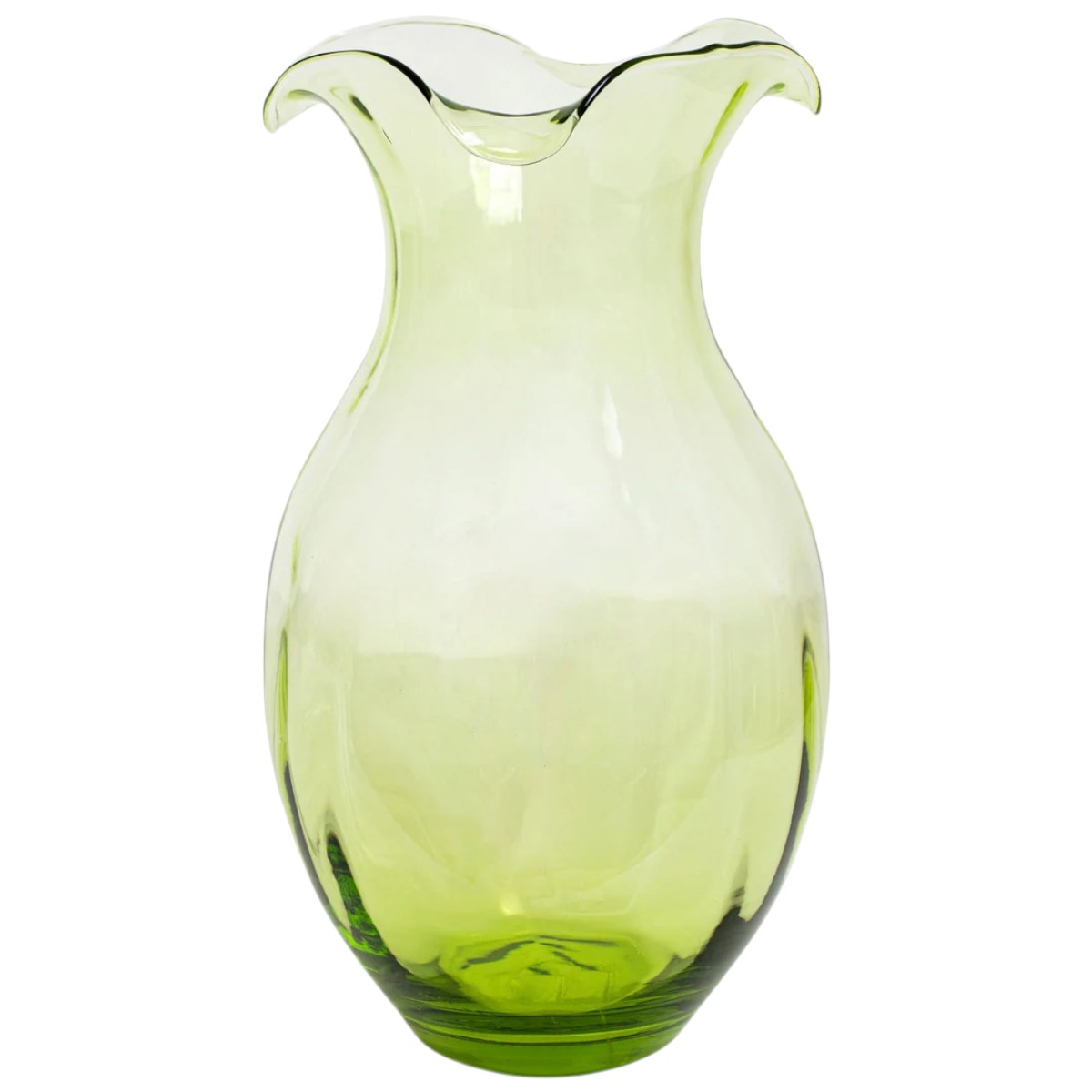 Vietri Hibiscus Glass Vertical Fluted Large Vase, Green
