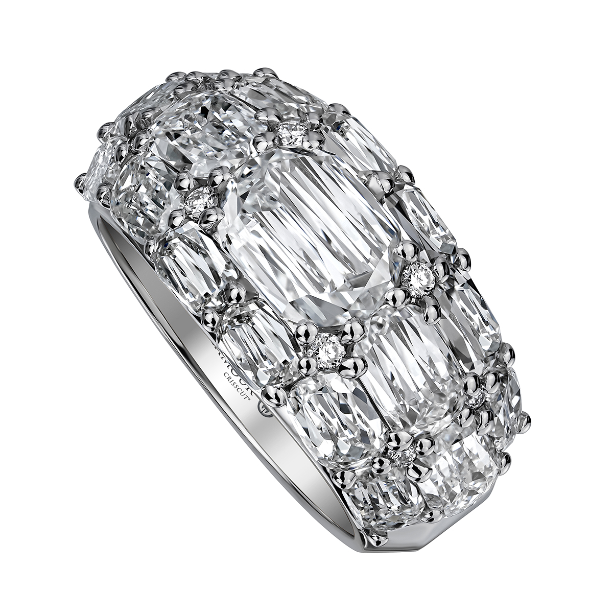 Christopher Designs Crisscut Lamour Classic Cut Diamond Cluster Engagement Ring in Platinum