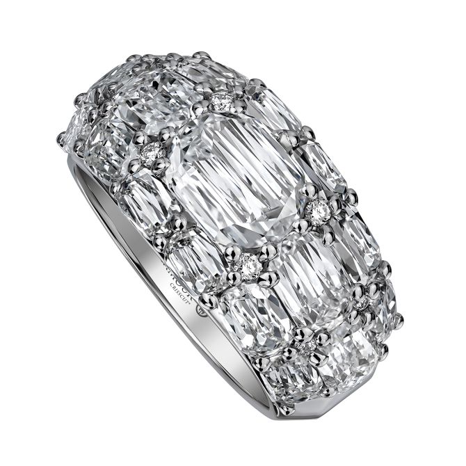 Christopher Designs Crisscut Lamour Classic Cut Diamond Cluster Engagement Ring in Platinum