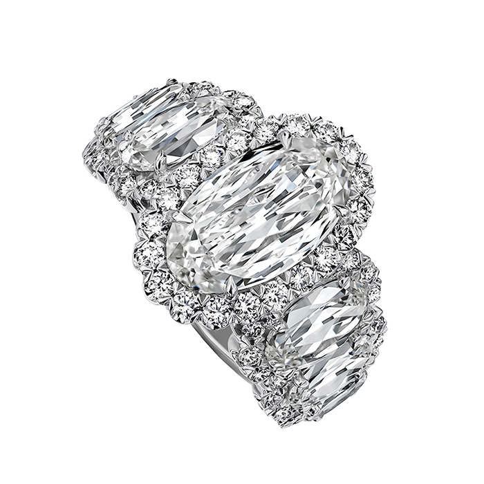 Christopher Designs Crisscut Lamour Oval Cut Diamond & Halo Engagement Ring in White Gold