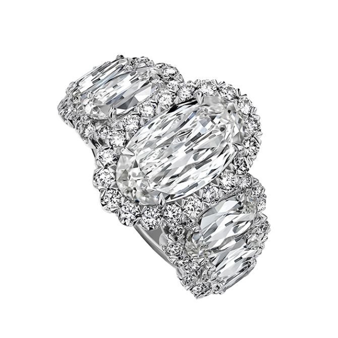 Christopher Designs Crisscut Lamour Oval Cut Diamond & Halo Engagement Ring in White Gold