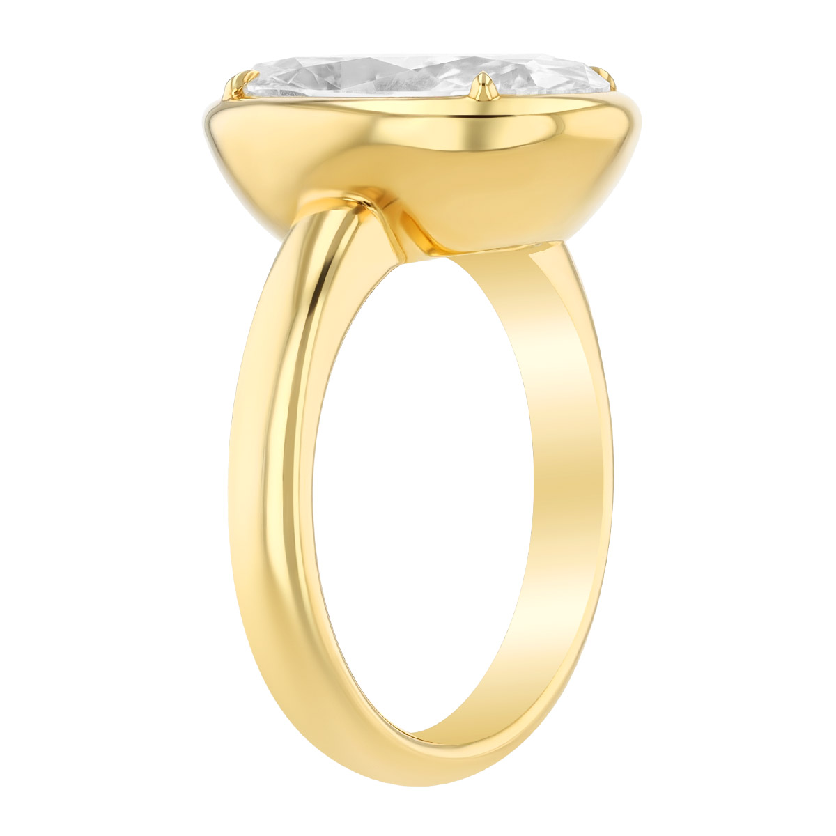 Oval 5.04 ct Diamond Bezel Set Engagement Ring in 18K Yellow Gold