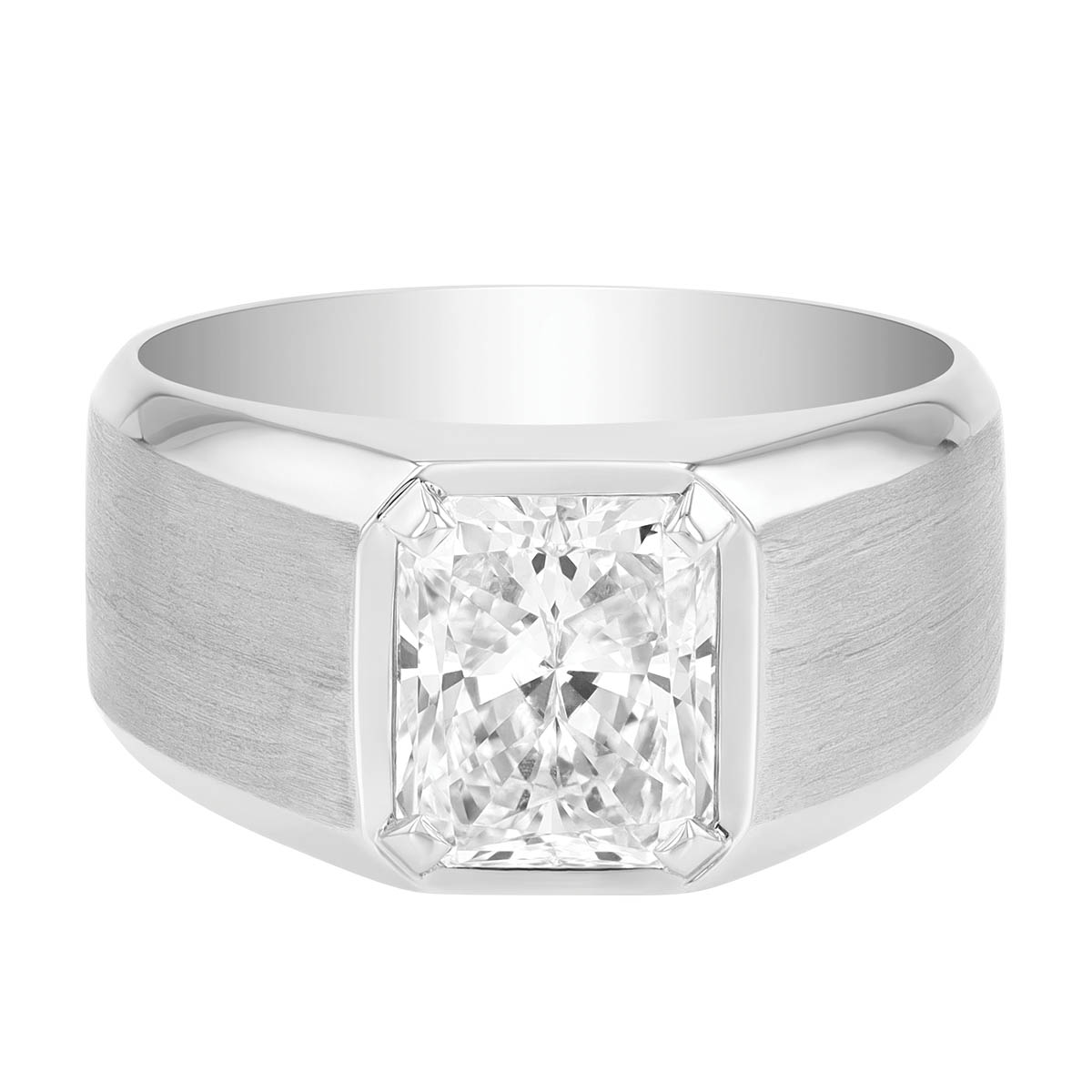 Radiant Cut Diamond Wide Band Wedding Ring in White Gold