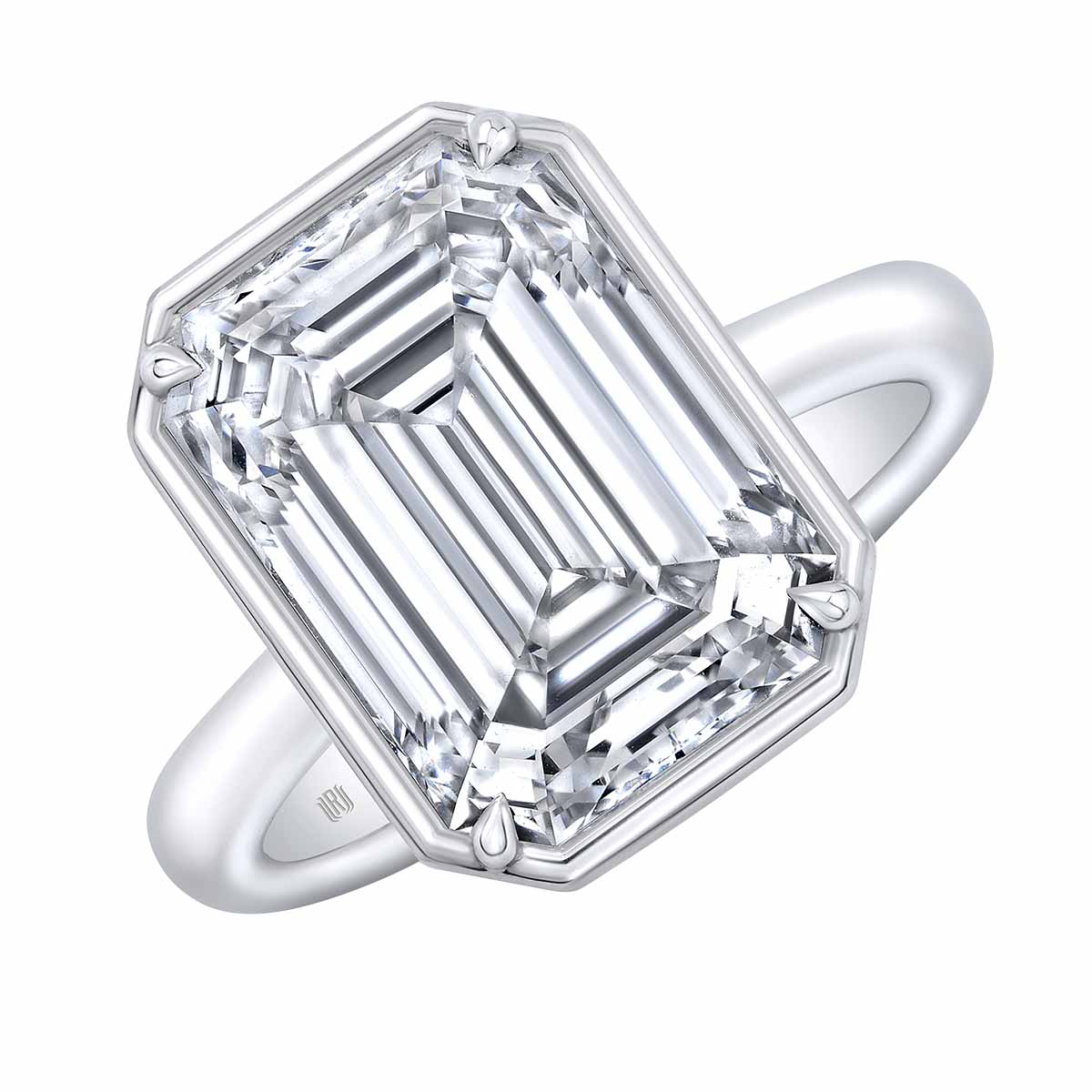 Rahaminov Emerald Cut Diamond Solitaire Engagement Ring in Platinum, 7.07 ct