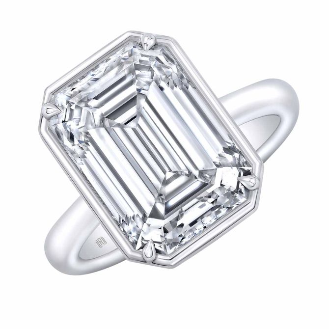 Rahaminov Emerald Cut Diamond Solitaire Engagement Ring in Platinum, 7.07 ct