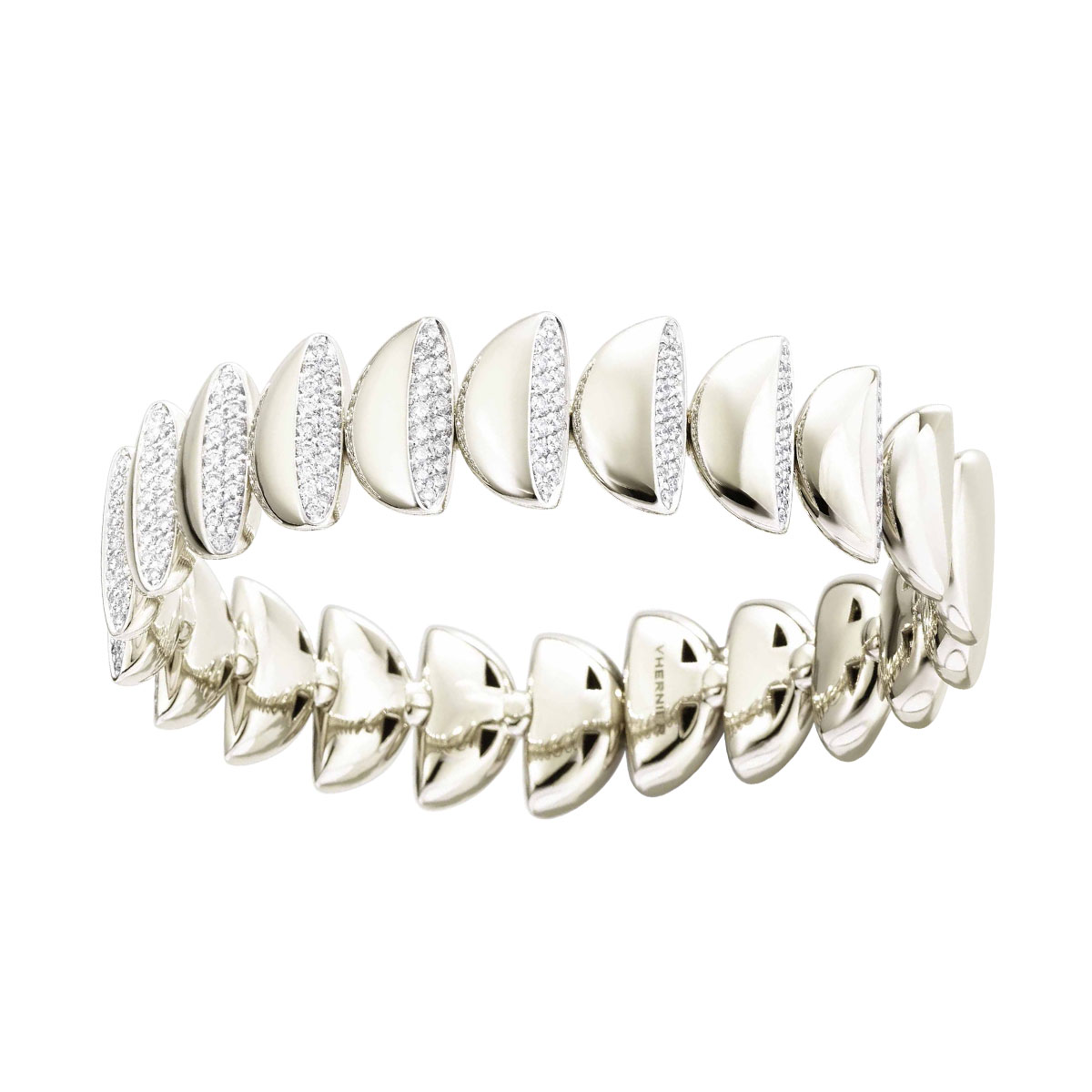 Vhernier Eclisse Endless Diamond Half Moon Bracelet in White Gold