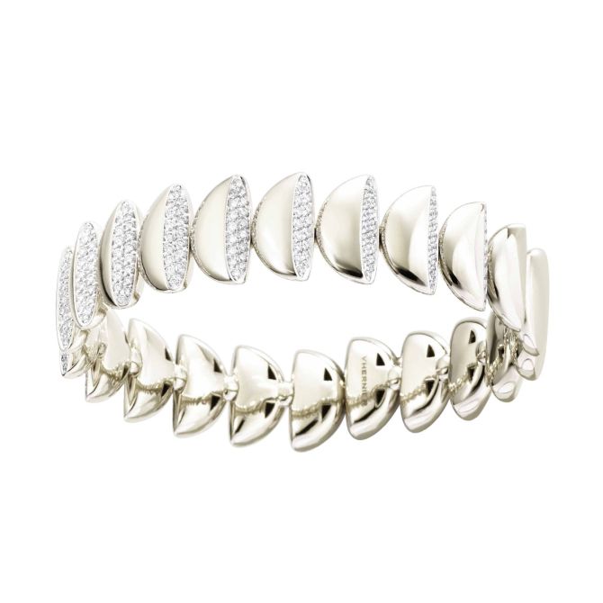 Vhernier Eclisse Endless Diamond Half Moon Bracelet in White Gold