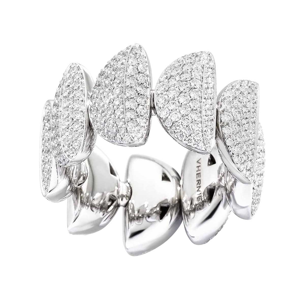 Vhernier Eclisse Endless Diamond Pavé Half Moon Ring in White Gold