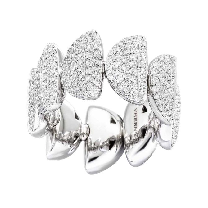 Vhernier Eclisse Endless Diamond Pavé Half Moon Ring in White Gold