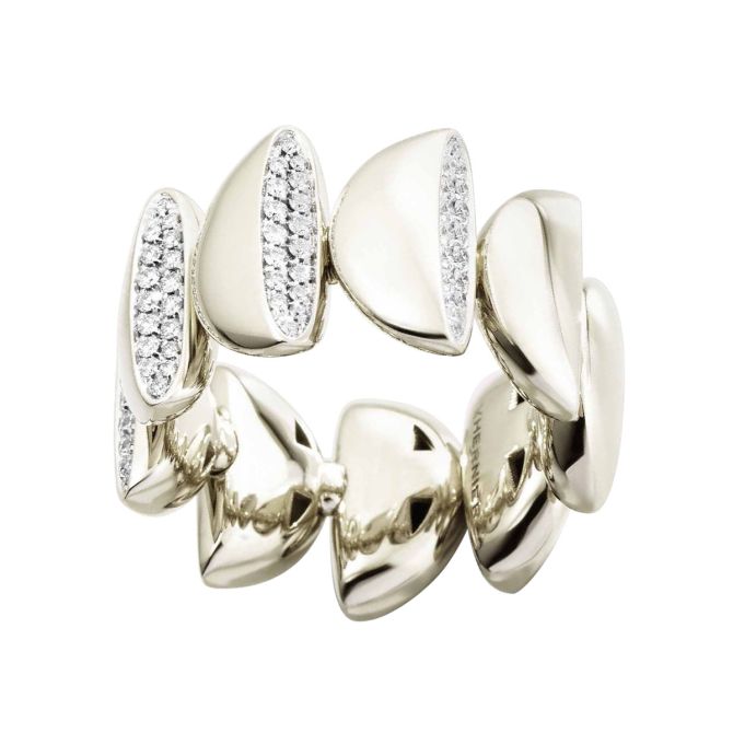 Vhernier Eclisse Endless Diamond Half Moon Ring in White Gold