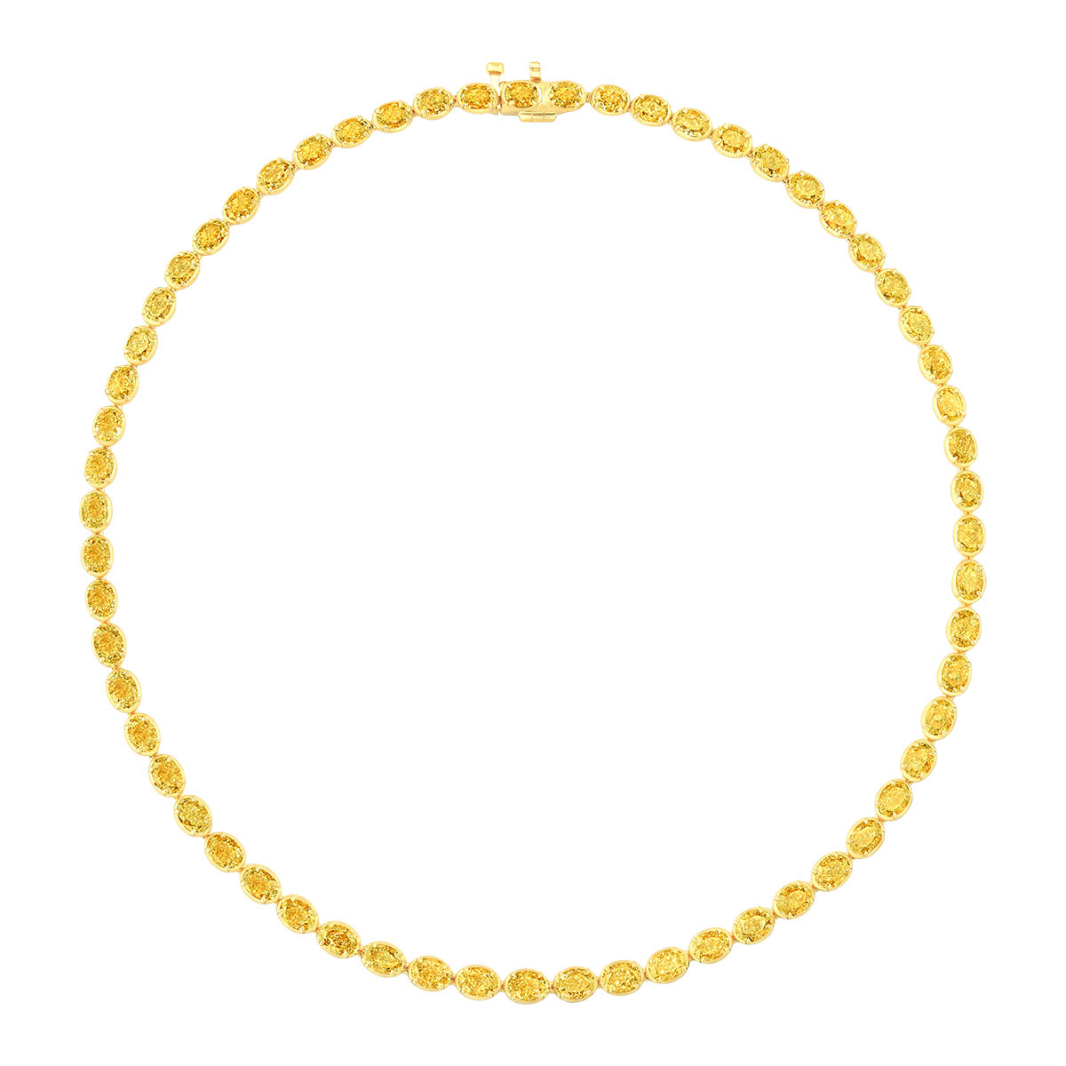Rahaminov Oval Fancy Yellow Diamond Tennis Necklace in Yellow Gold, 16