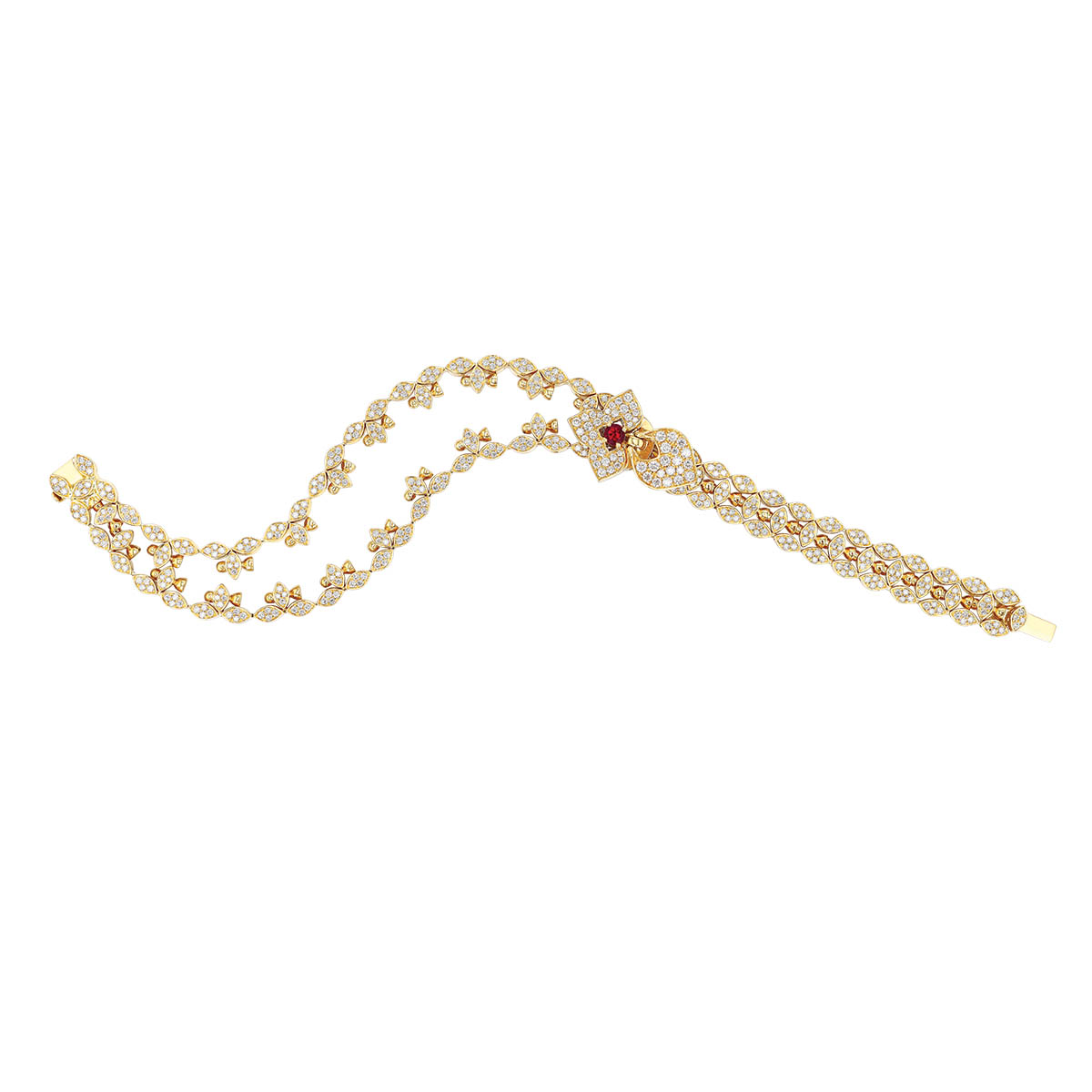 Roberto Coin Venetian Princess Tourmaline & Diamond Zipper Bracelet in Yellow Gold, 7