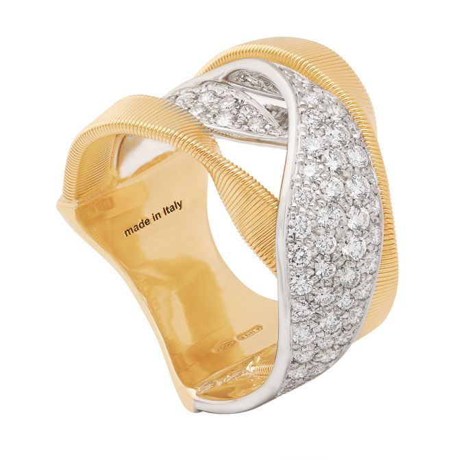 Marco Bicego Marrakech Diamond Pave Twist Ring in Two Tone