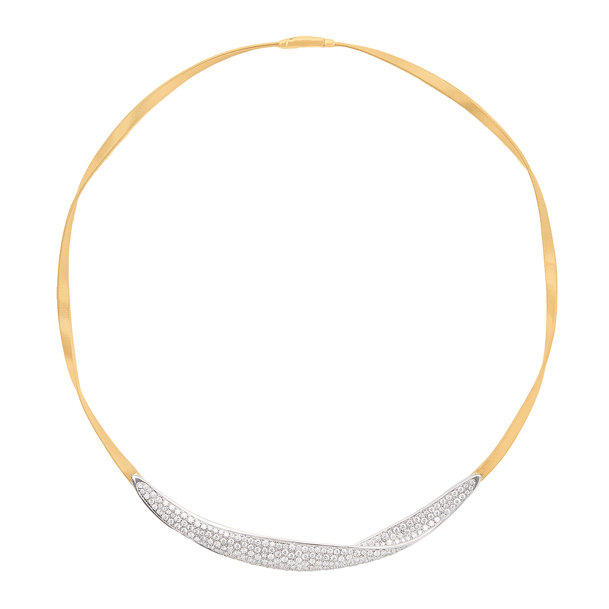 Marco Bicego Marrakech Diamond Pave Twist Collar Necklace in Two Tone, 16.75