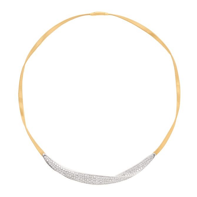Marco Bicego Marrakech Diamond Pave Twist Collar Necklace in Two Tone, 16.75"
