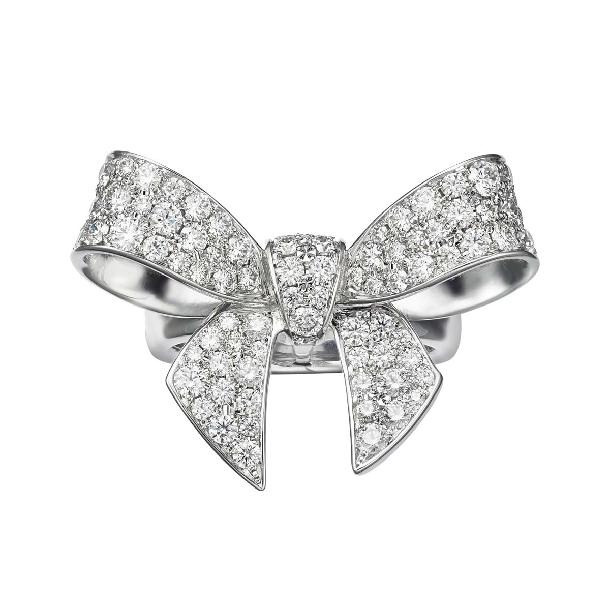 Mikimoto Jeux de Rubans Diamond Bow Ring in White Gold