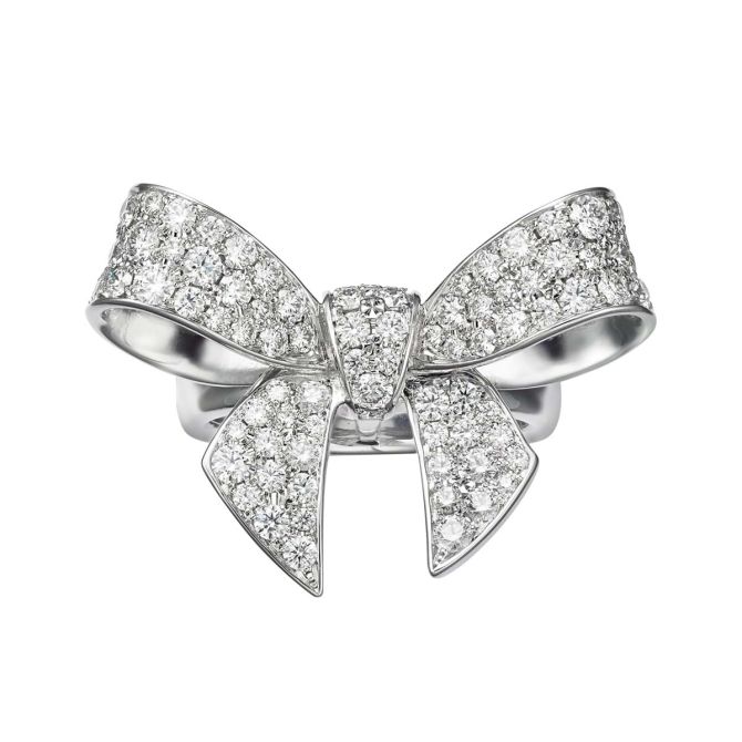 Mikimoto Jeux de Rubans Diamond Bow Ring in White Gold