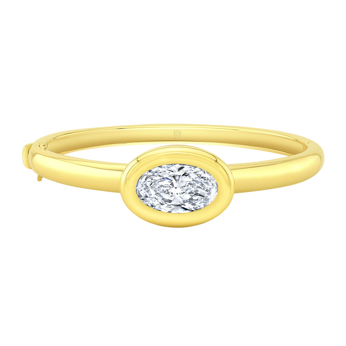 Rahaminov Bezel Set Oval Diamond Solitaire Bracelet in Yellow Gold