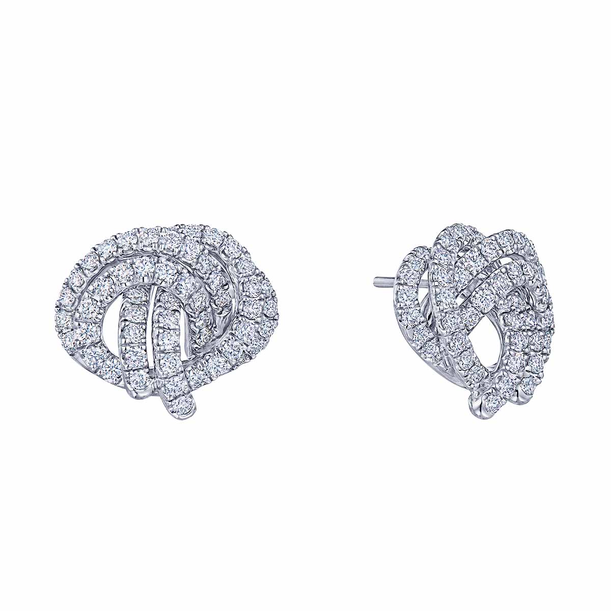 Kwiat Entwine Diamond Knot Earrings in Platinum