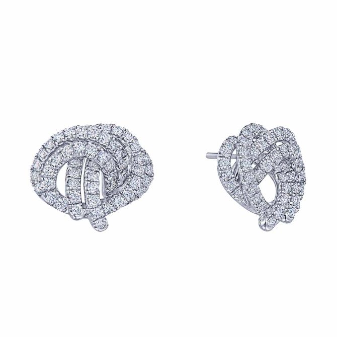 Kwiat Entwine Diamond Knot Earrings in Platinum