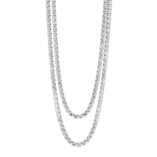 Diamond Riviera Necklace in 18K White Gold, 32"