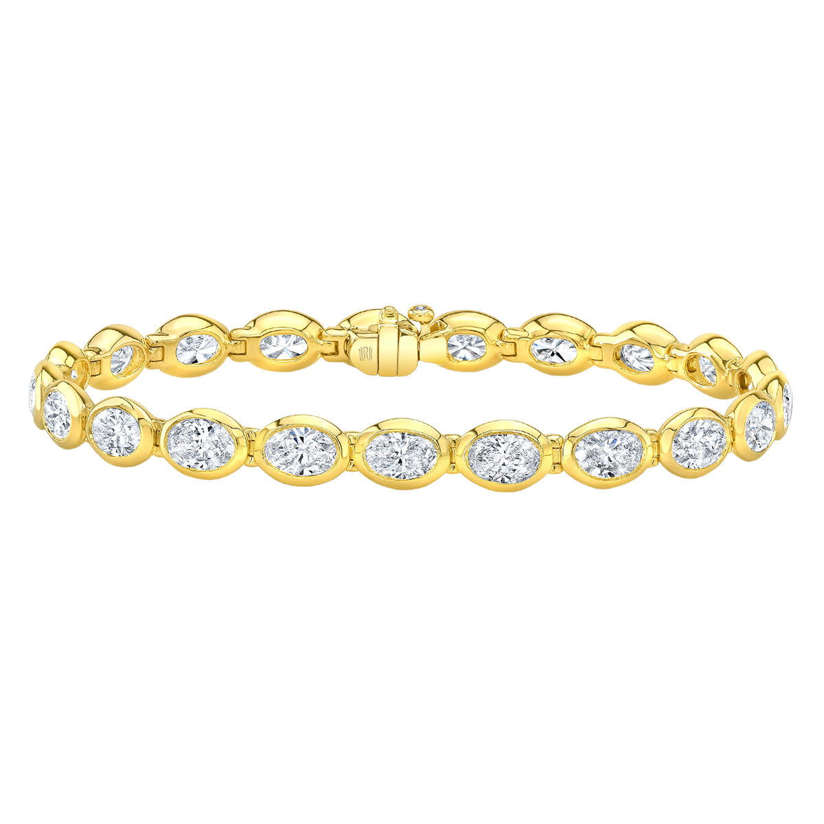 Rahaminov Bezel Set Oval Diamond Tennis Bracelet in Yellow Gold, 6.5