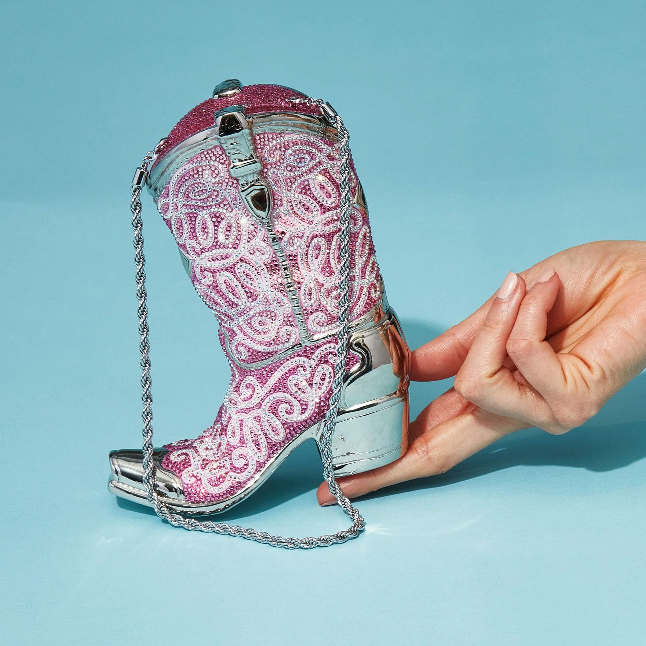 Judith Leiber Cowboy Boot Clutch, Pink
