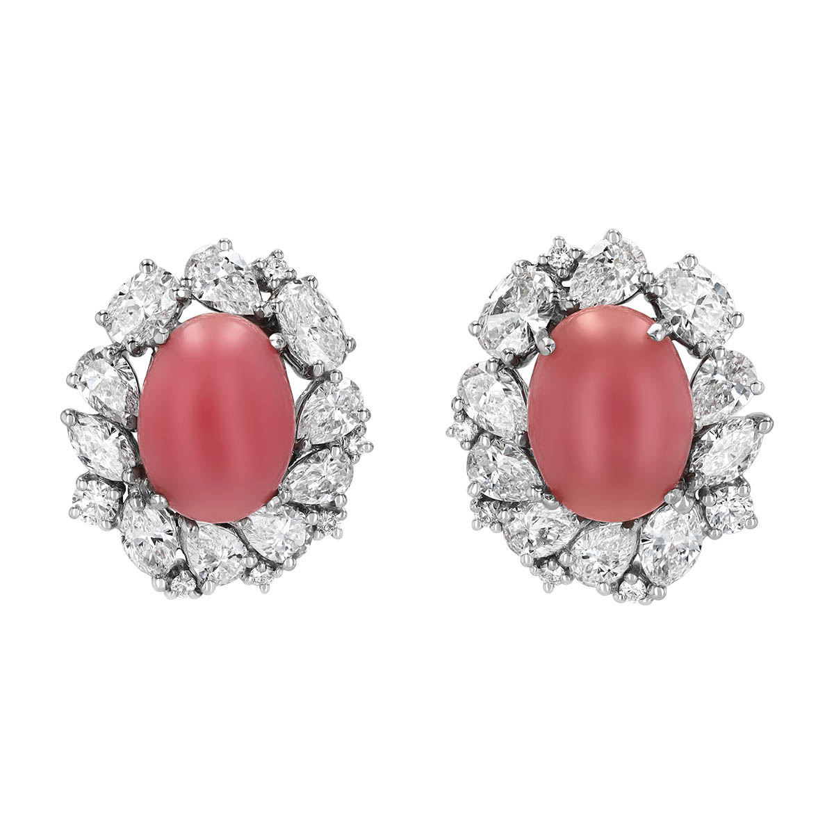 TARA Pearls Conch Pearl & Diamond Halo Stud Earrings in White Gold