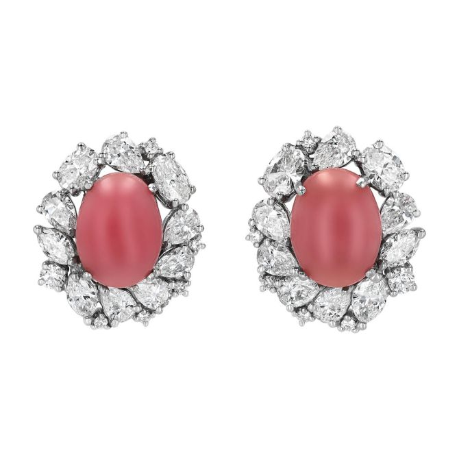 TARA Pearls Conch Pearl & Diamond Halo Stud Earrings in White Gold