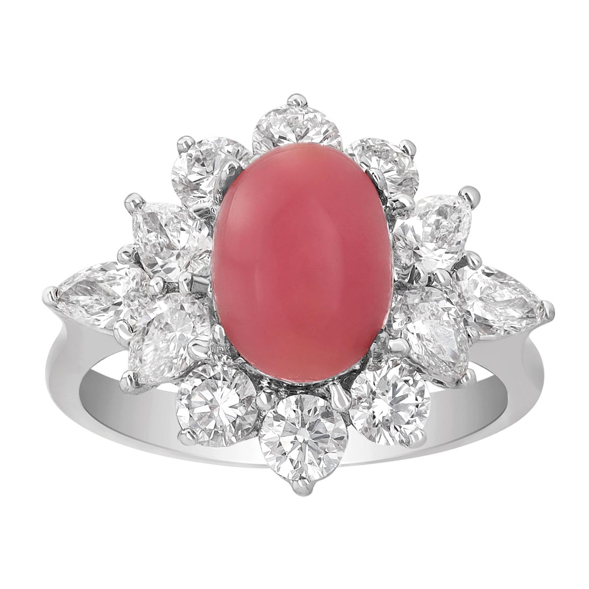 TARA Pearls Oval Cabochon Conch Pearl & Diamond Ring in White Gold