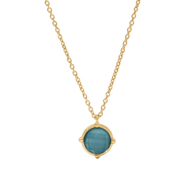 Julie Vos Yellow Gold Plated Honeybee Solitaire Necklace, Iridescent Montana Blue