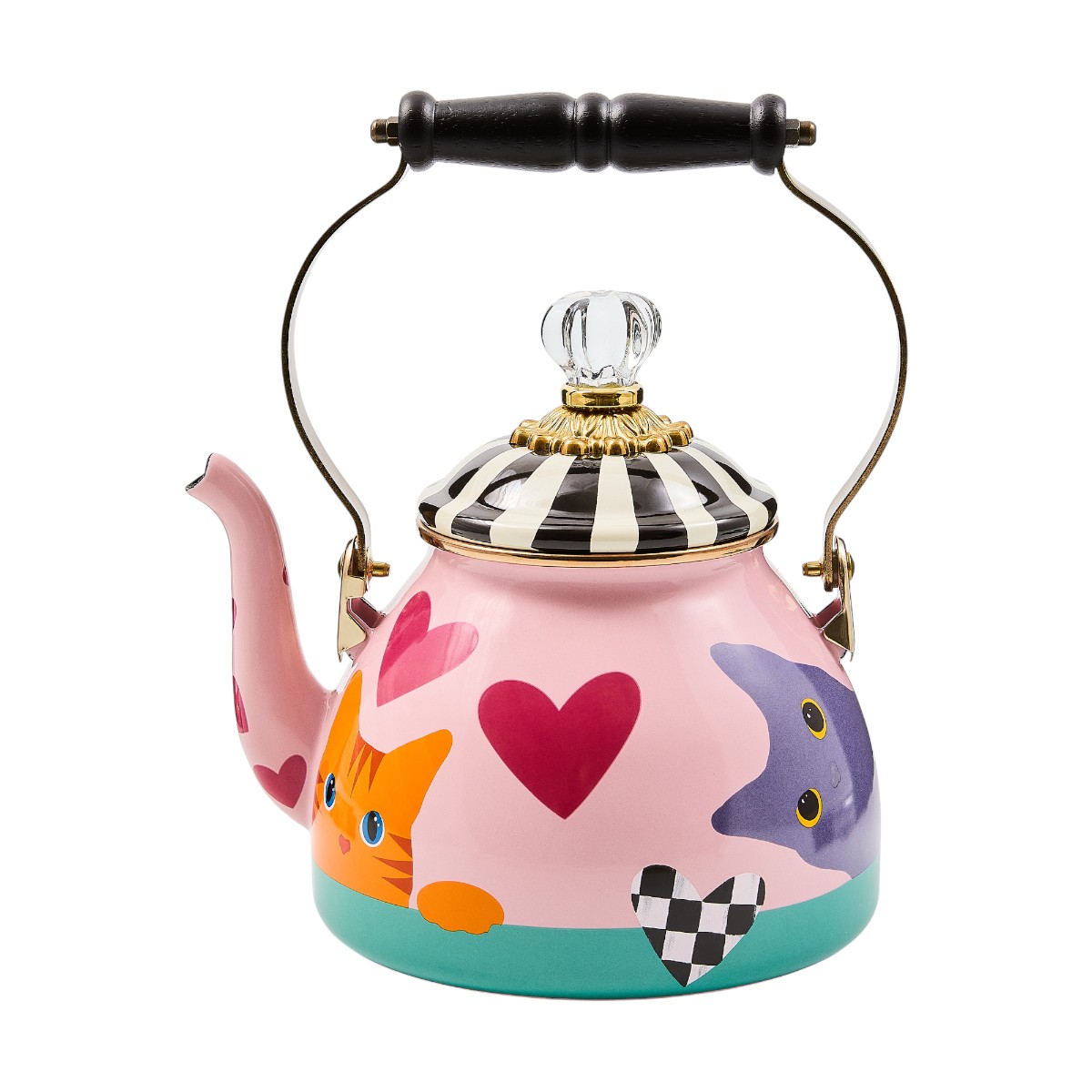 MacKenzie-Childs Cat Love Tea Kettle, 2QT