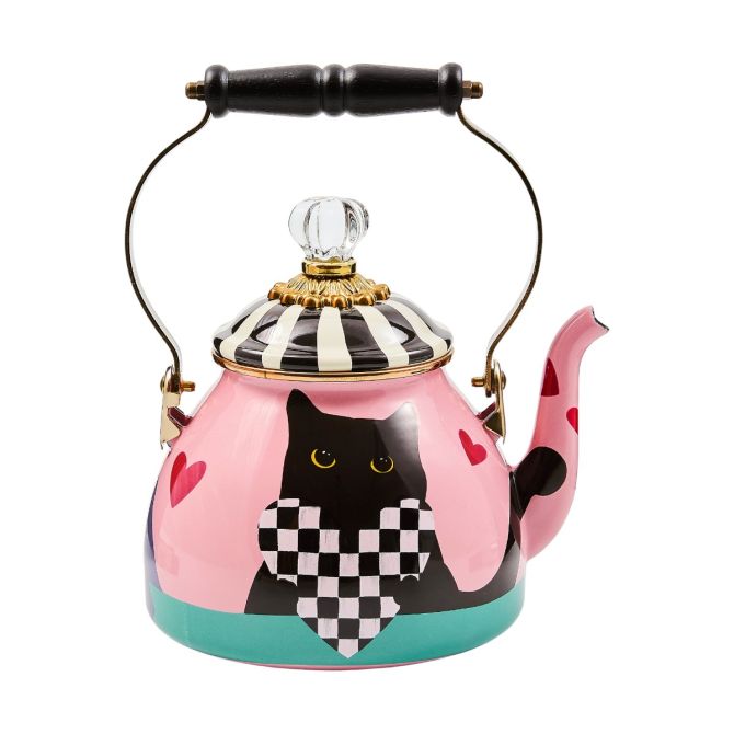 MacKenzie-Childs Cat Love Tea Kettle, 2QT | 89257-1136 | Borsheims