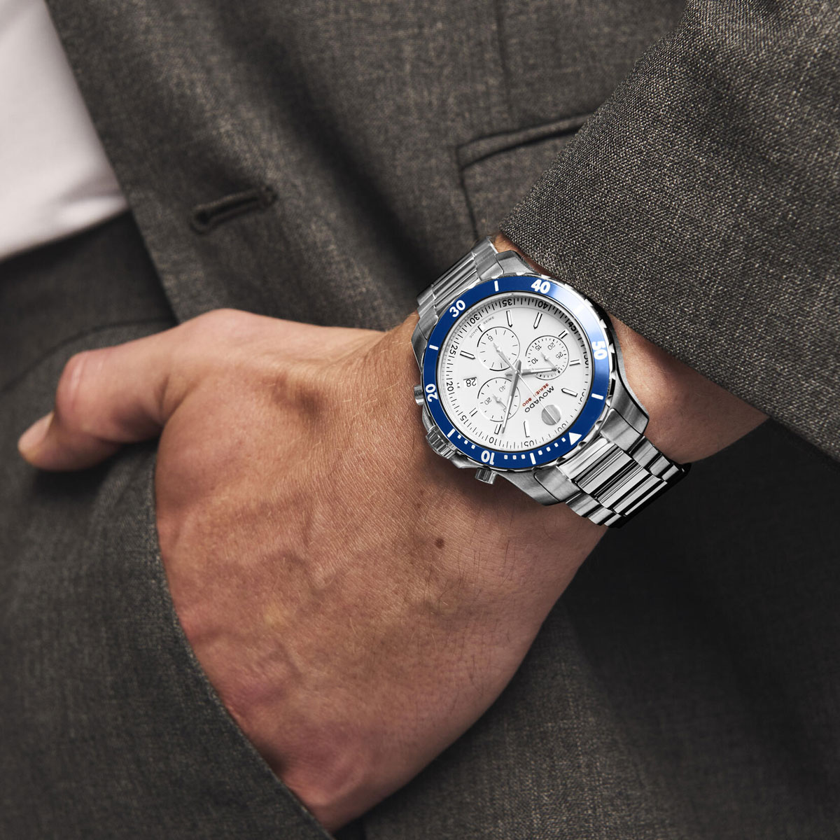 Movado Series 800 Chronograph 42mm Men's Watch, White Dial