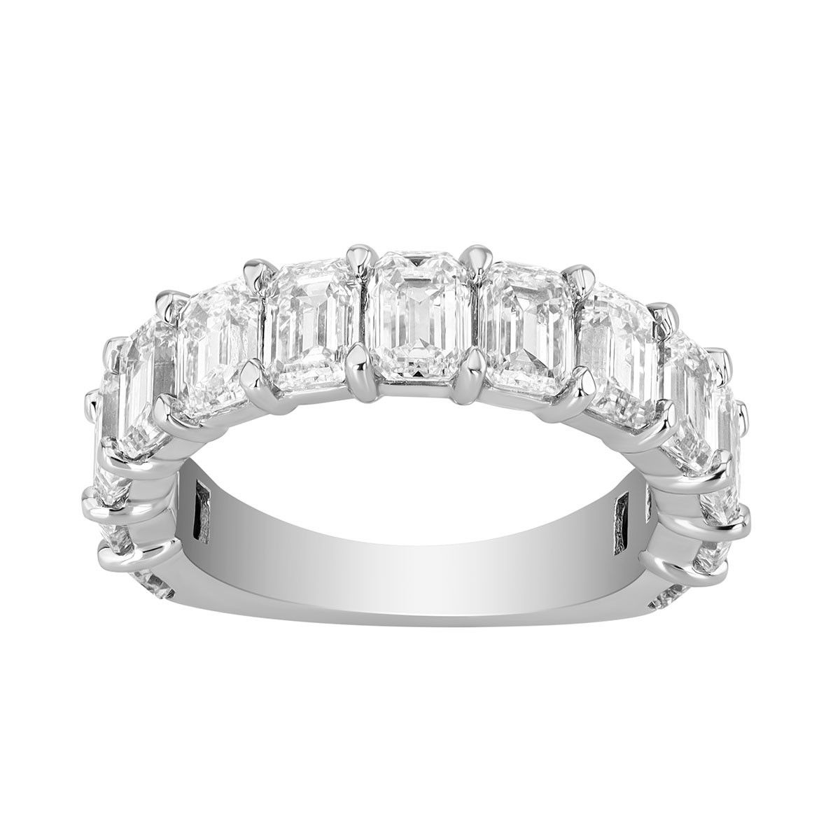 ALTR Lab-Grown Emerald Cut Diamond Shared Prong Wedding Band in Platinum