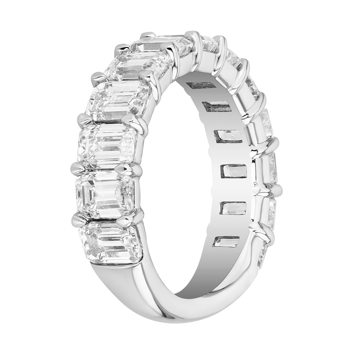 ALTR Lab-Grown Emerald Cut Diamond Shared Prong Wedding Band in Platinum