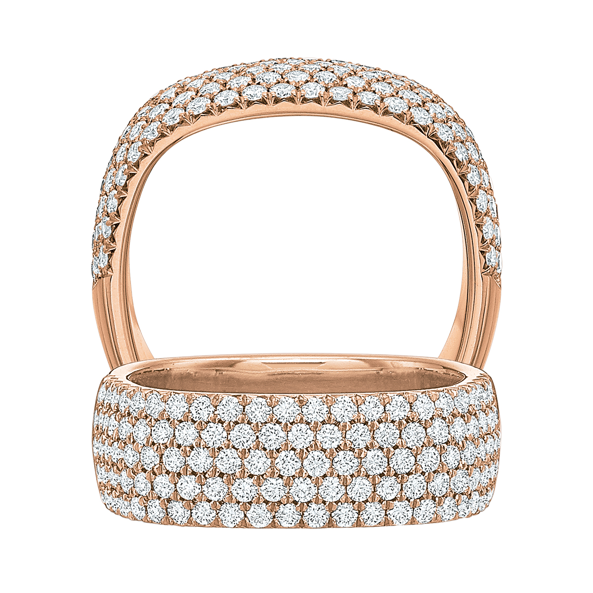 Diamond Pavé Square Wedding Band in Rose Gold